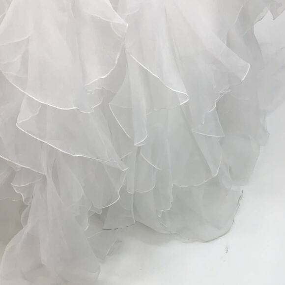 LULU'S SZ 8 M Extravagance White Ruffled Organza Mermaid Bridal Dress 0B16 *flaw - Picture 12 of 13